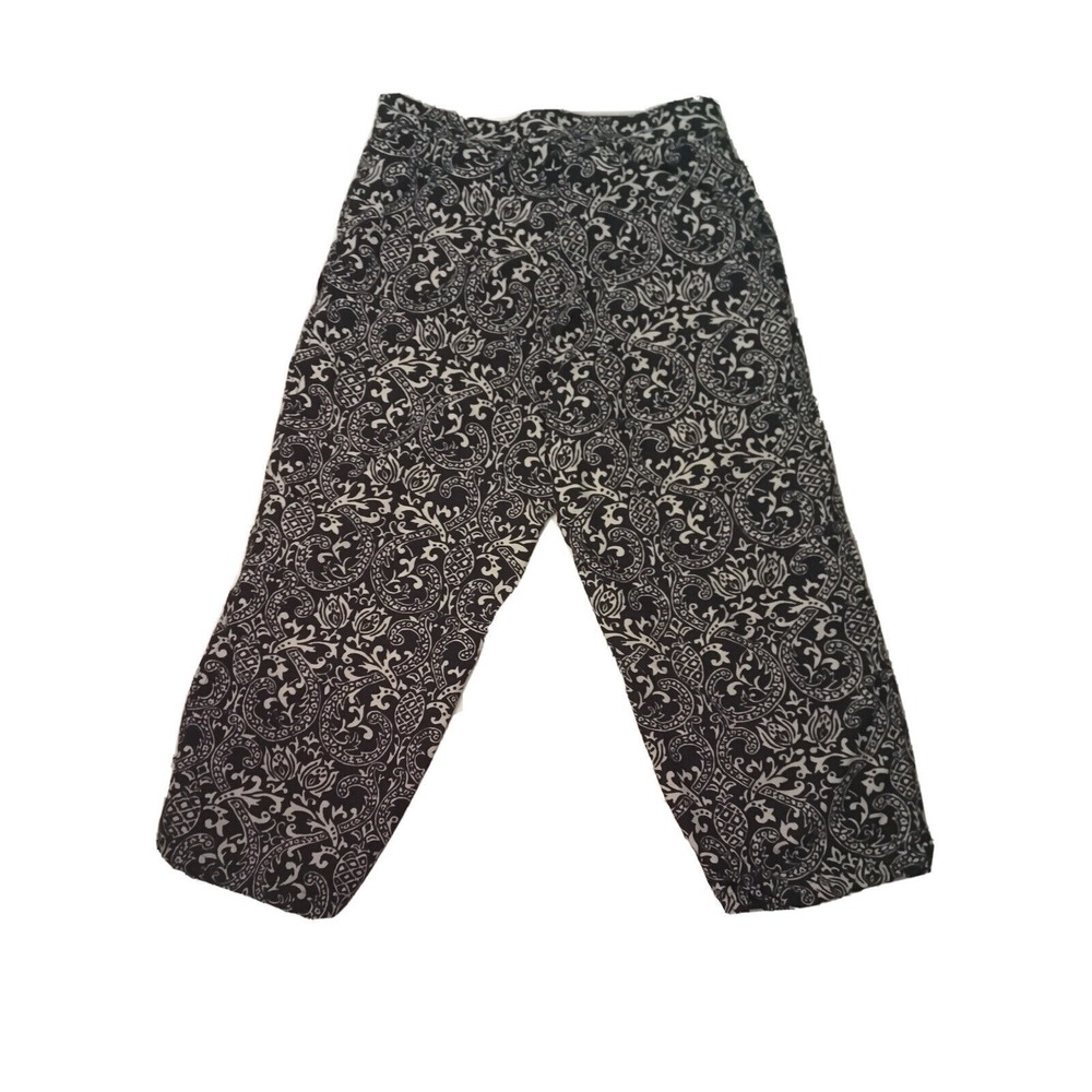 prAna Cropped Pants Womens XS Black Tan Drawstring Boho Outdoor